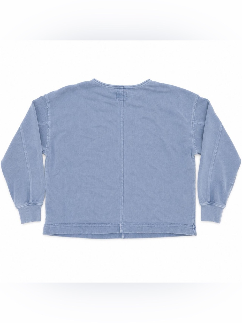 Aerie Washed Dusty Blue Oversized Exposed Seam Crewneck Sweatshirt 100% Cotton M - Picture 2 of 5